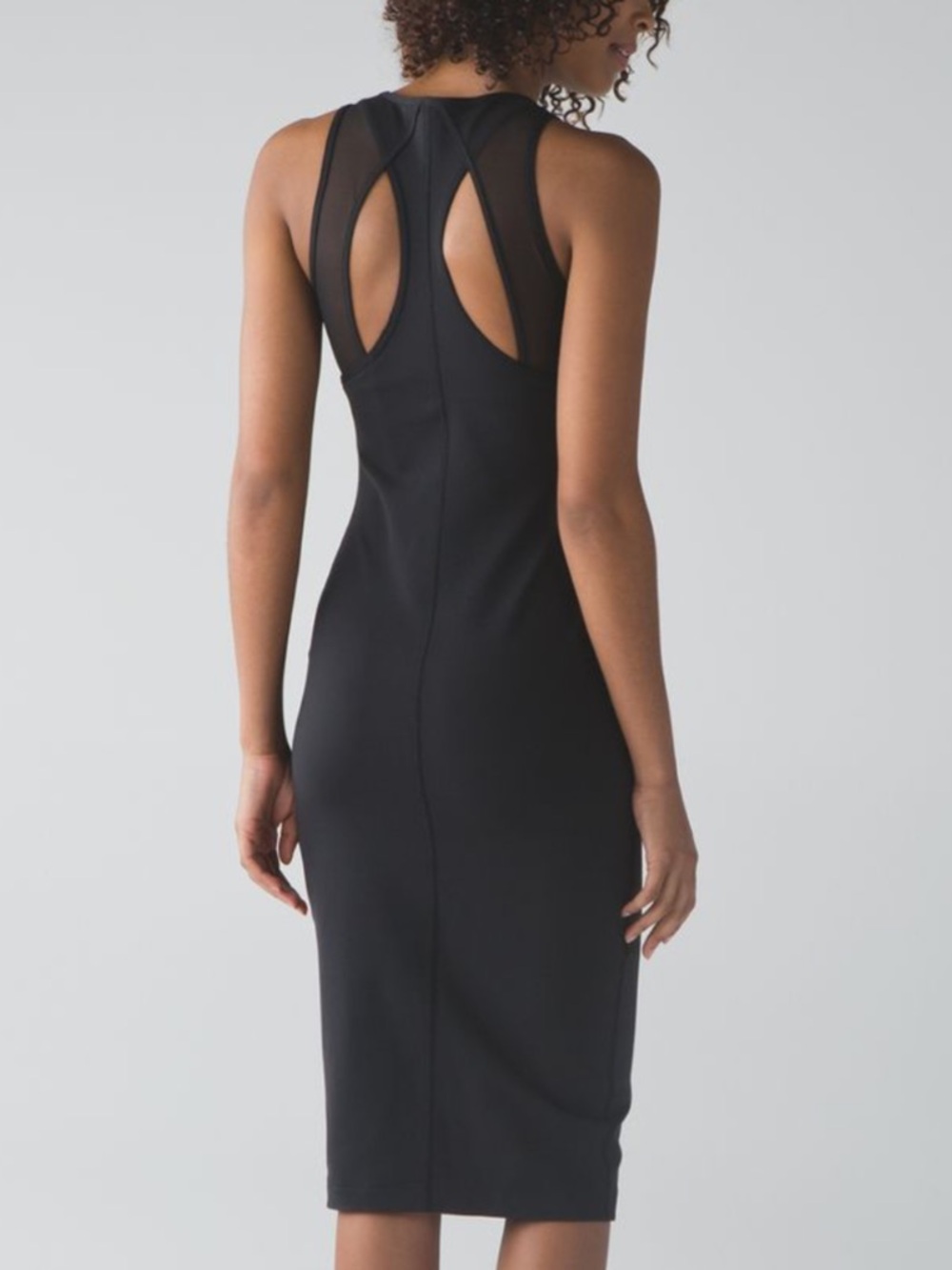 lululemon Globetrotter Black Sleeveless Cutout Mesh Back Fitted Dress 10